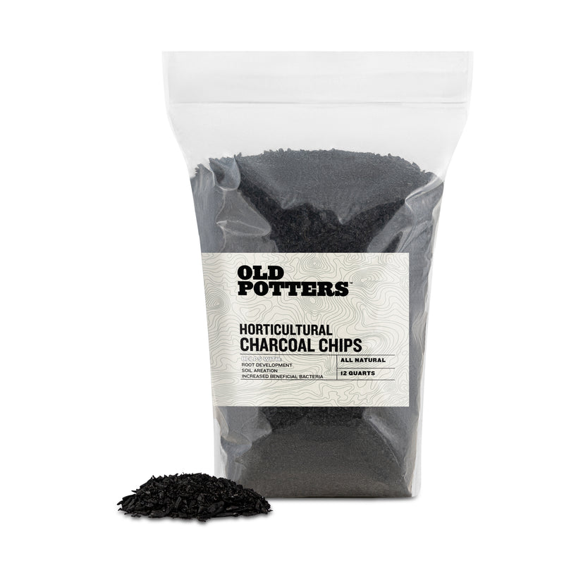 Old Potters Premium Horticultural Charcoal Chips. Natural Soil Amendment for Aeration and Healthy Microbe and Plant Growth. 12-24 Quart.
