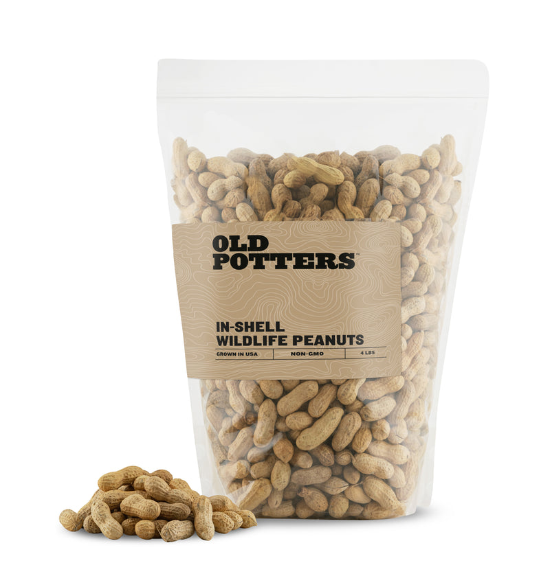 Old Potters Wildlife In-Shell Peanuts for Birds, Squirrels, and Wildlife. USA Grow, Non-GMO, In-Shell Peanuts.