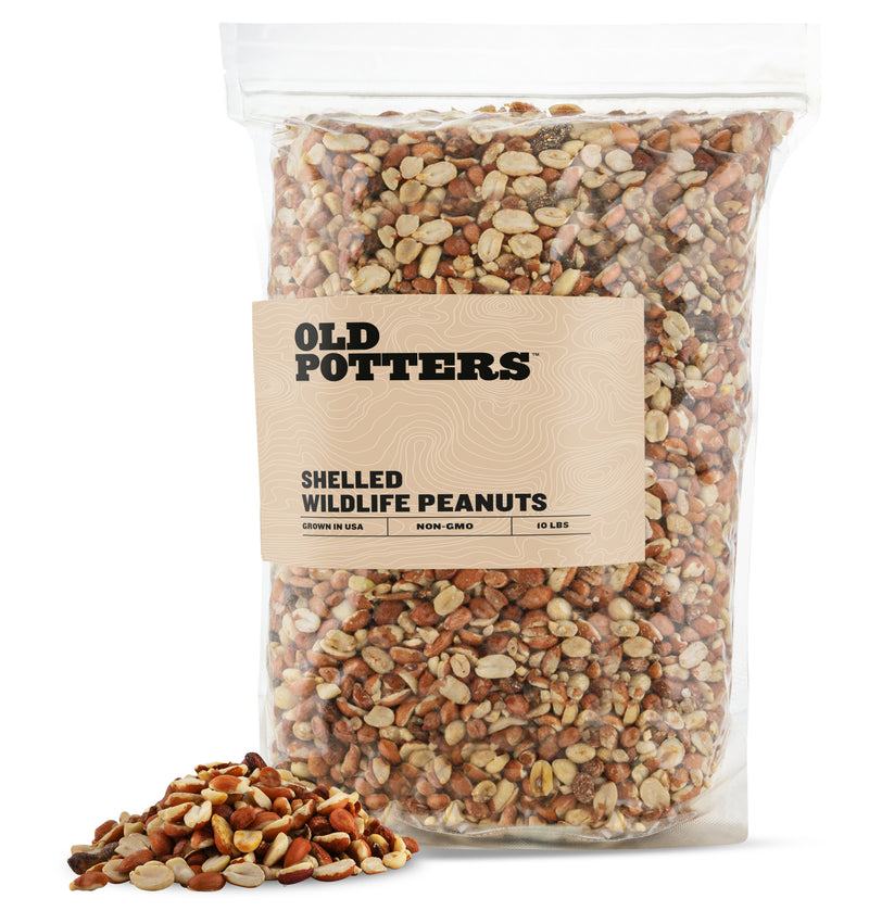 Old Potters Wildlife Shelled Peanuts, For Squirrels, Birds and Wildlife. USA Grown Non-GMO Raw Shelled Peanuts. Wildlife Grade, Not for Human Consumption.