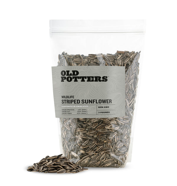 Old Potters Wildlife Striped Sunflower Seeds for Birds and Wildlife, Non-GMO & USA Grown.